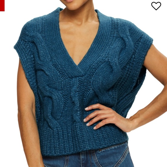 Ramy Brook Adelaide V Neck Sleeveless Cable Knit Sweater Size Small - Picture 4 of 4